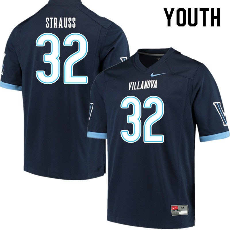 Youth #32 JR Strauss Villanova Wildcats College Football Jerseys Sale-Navy - Click Image to Close